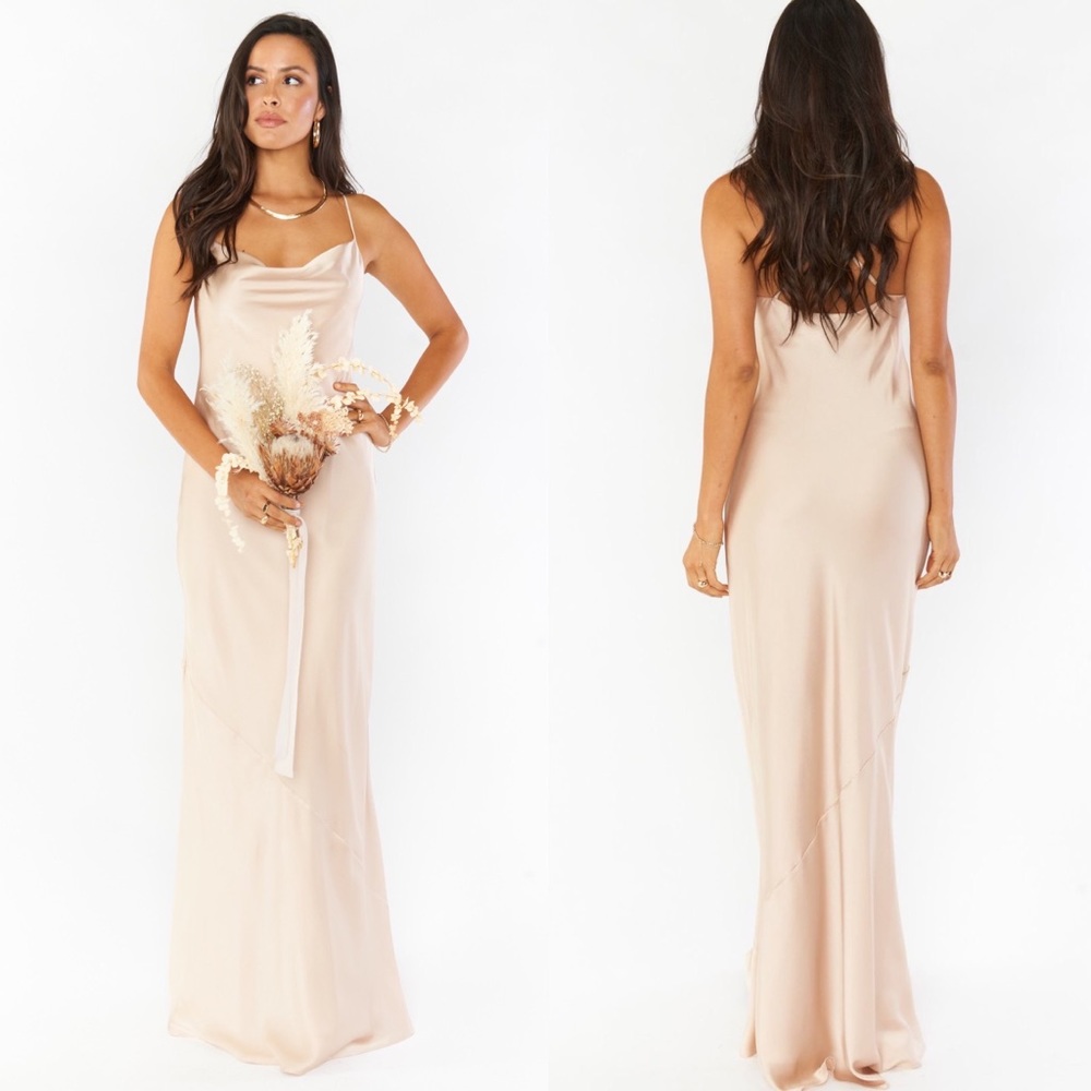 SMYMM Tuscany Maxi Slip Dress Champagne Luxe Satin